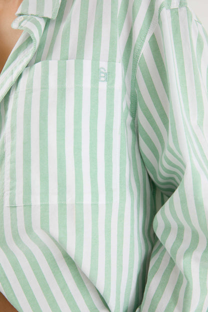 Ethan | Relaxed Green Striped Oversized Shirt