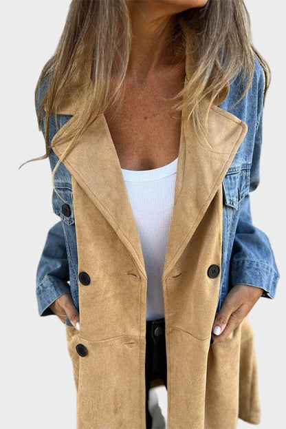 Ethan | Stylish Long Denim Jacket with Contrast Panels