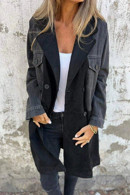 Ethan | Stylish Long Denim Jacket with Contrast Panels