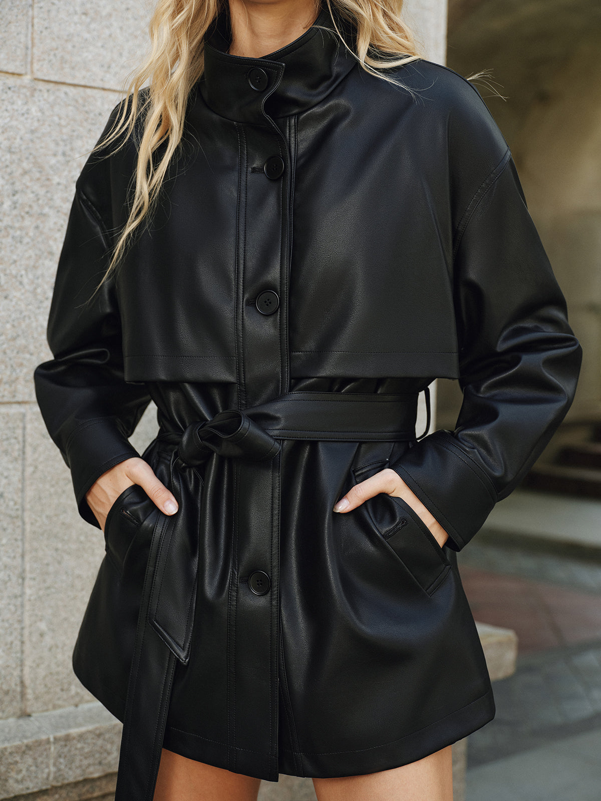 Ethan | Stylish Quilted Belted PU Leather Jacket