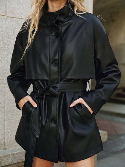 Ethan | Stylish Quilted Belted PU Leather Jacket