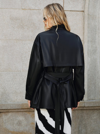Ethan | Stylish Quilted Belted PU Leather Jacket