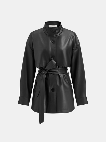 Ethan | Stylish Quilted Belted PU Leather Jacket