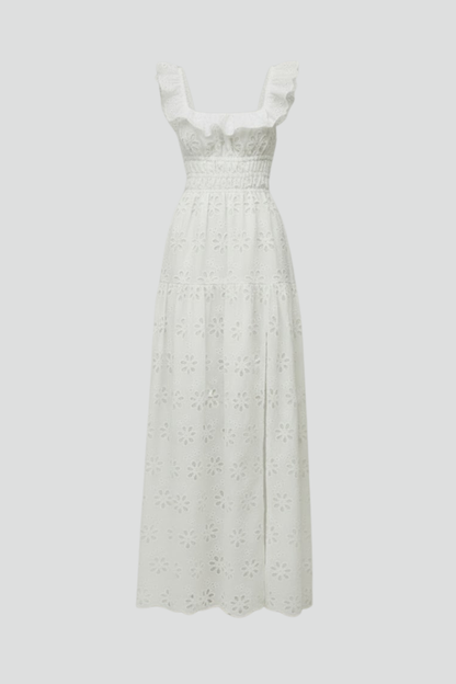 Lena | Elegant Maxi Dress with Square Neck and Ruffle Straps