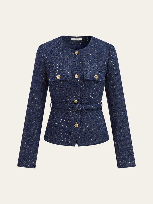 Felicity | Tweed Jacket with Metallic Buttons | Stylish Layering for Any Occasion