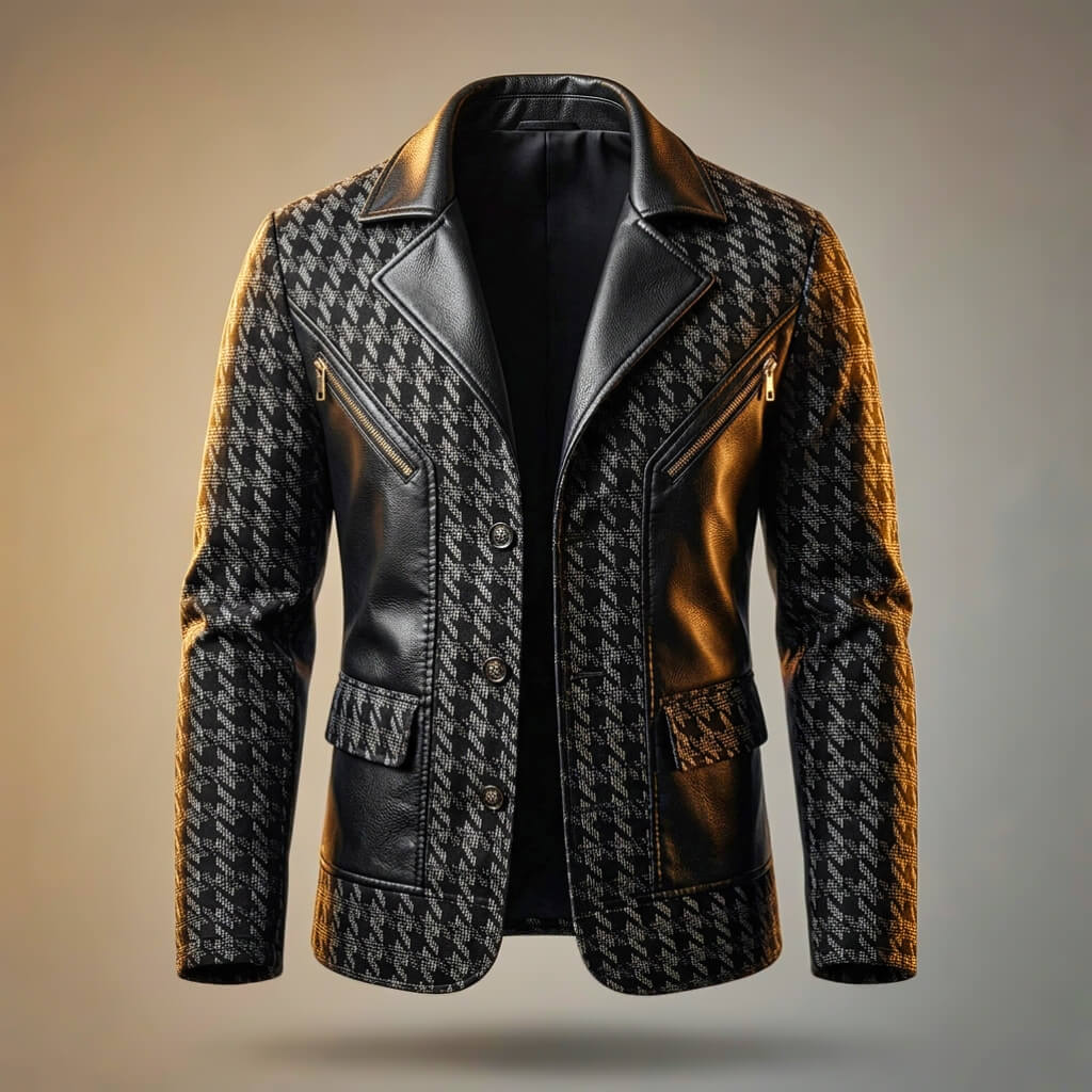 Jasper | Houndstooth Leather Blazer