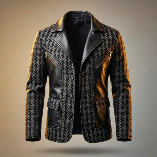 Jasper | Houndstooth Leather Blazer
