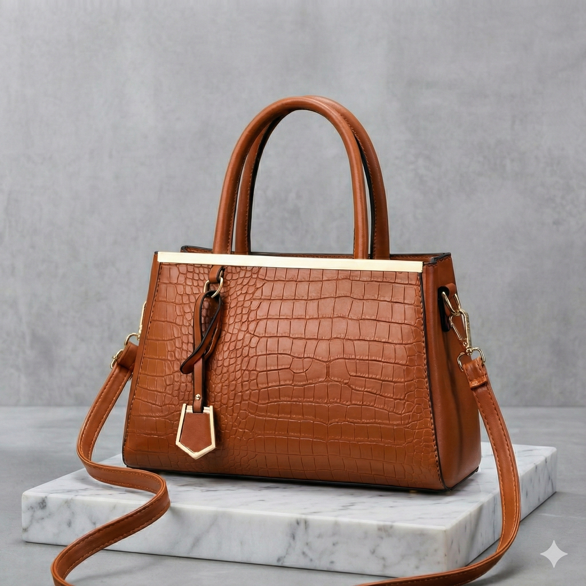 Mariana | Croc-Embossed Leather Structured Handbag