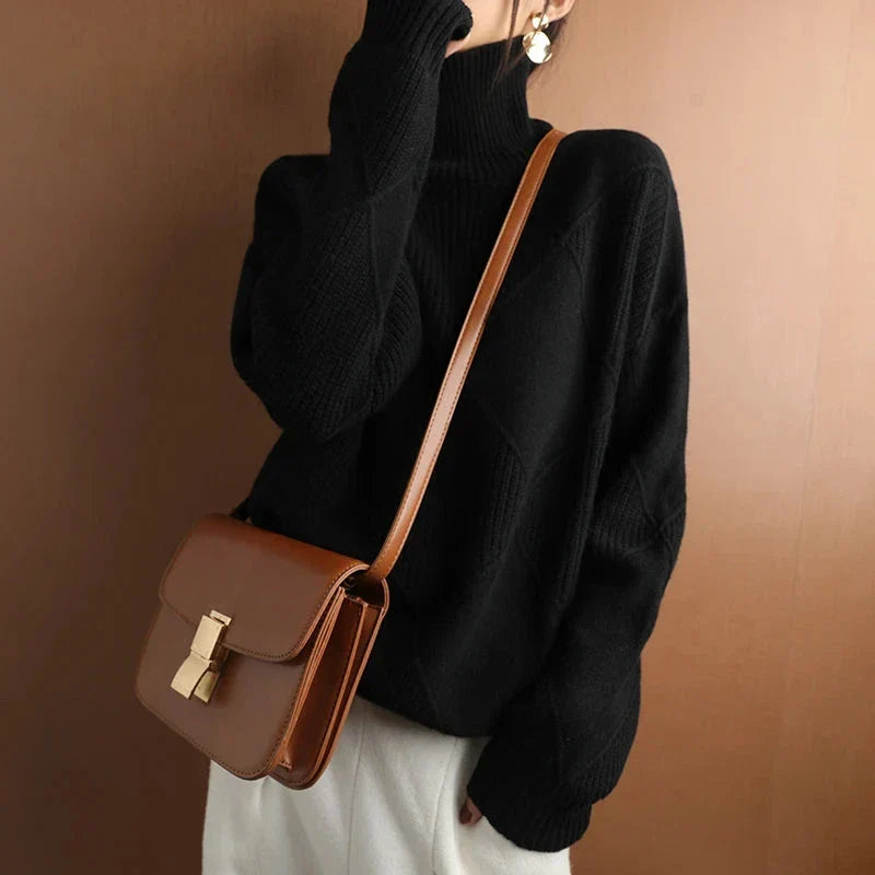 Isabella | Textured Knit Turtleneck Sweater