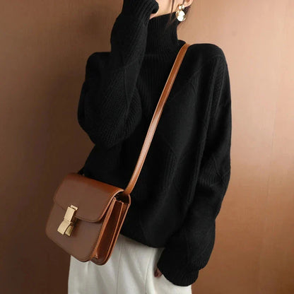 Isabella | Textured Knit Turtleneck Sweater
