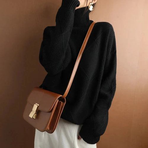 Isabella | Textured Knit Turtleneck Sweater