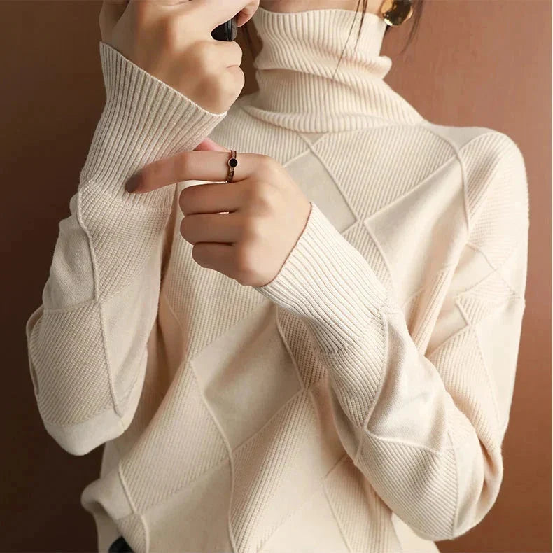 Isabella | Textured Knit Turtleneck Sweater