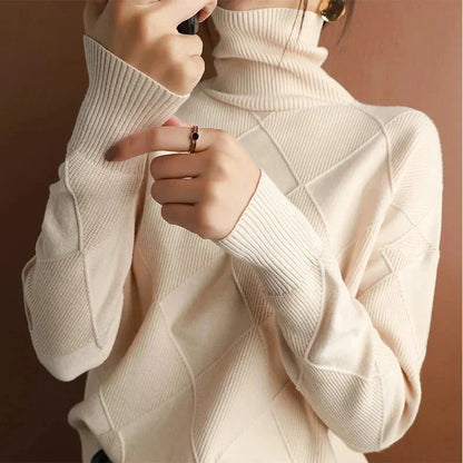 Isabella | Textured Knit Turtleneck Sweater