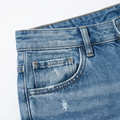 Vivara – Women's Retro Fringed Cropped Straight Leg Jeans