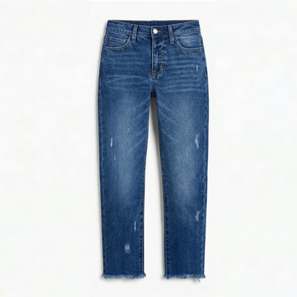 Vivara – Women's Retro Fringed Cropped Straight Leg Jeans
