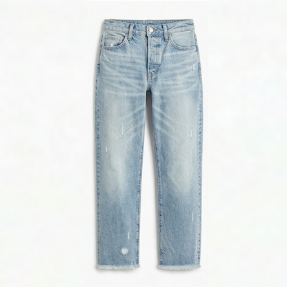 Vivara – Women's Retro Fringed Cropped Straight Leg Jeans