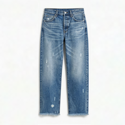 Vivara – Women's Retro Fringed Cropped Straight Leg Jeans