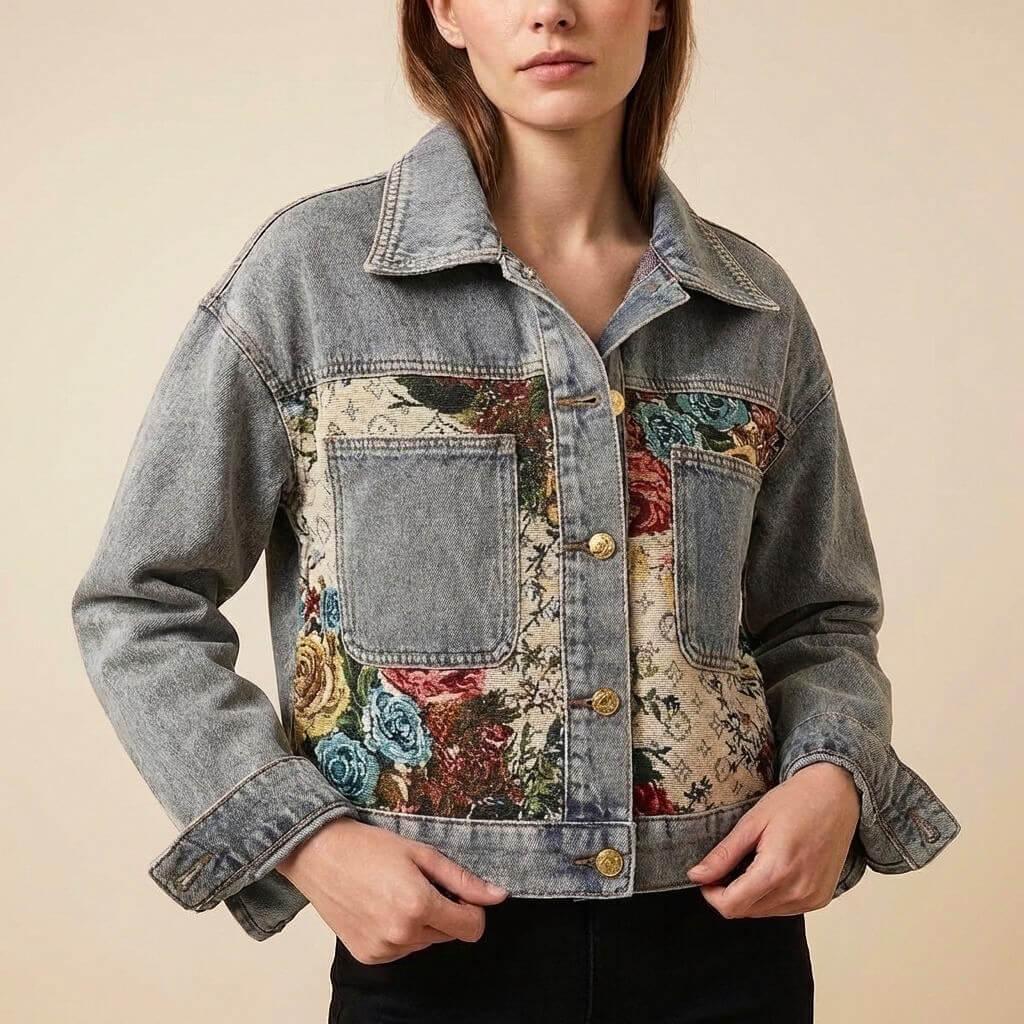 Vivienne | Floral Embroidered Denim Jacket