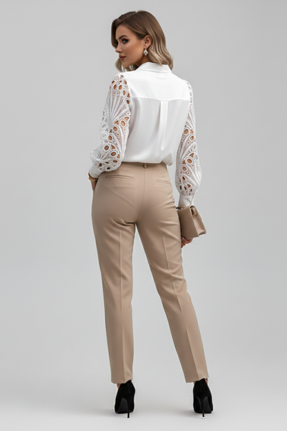 Elena | Lace Sleeve Blouse with Button Cuffs