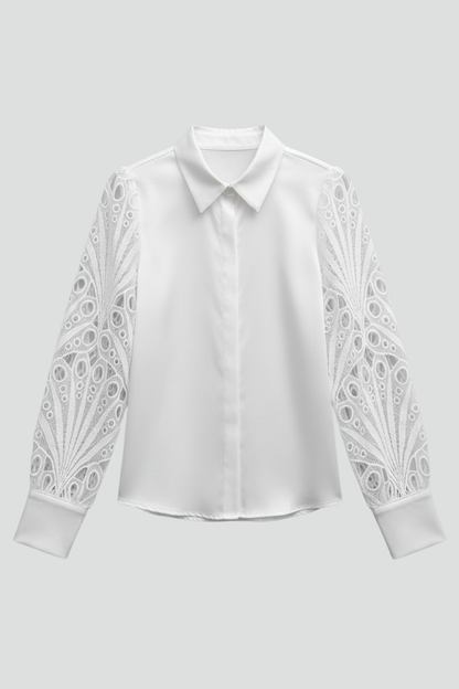 Elena | Lace Sleeve Blouse with Button Cuffs