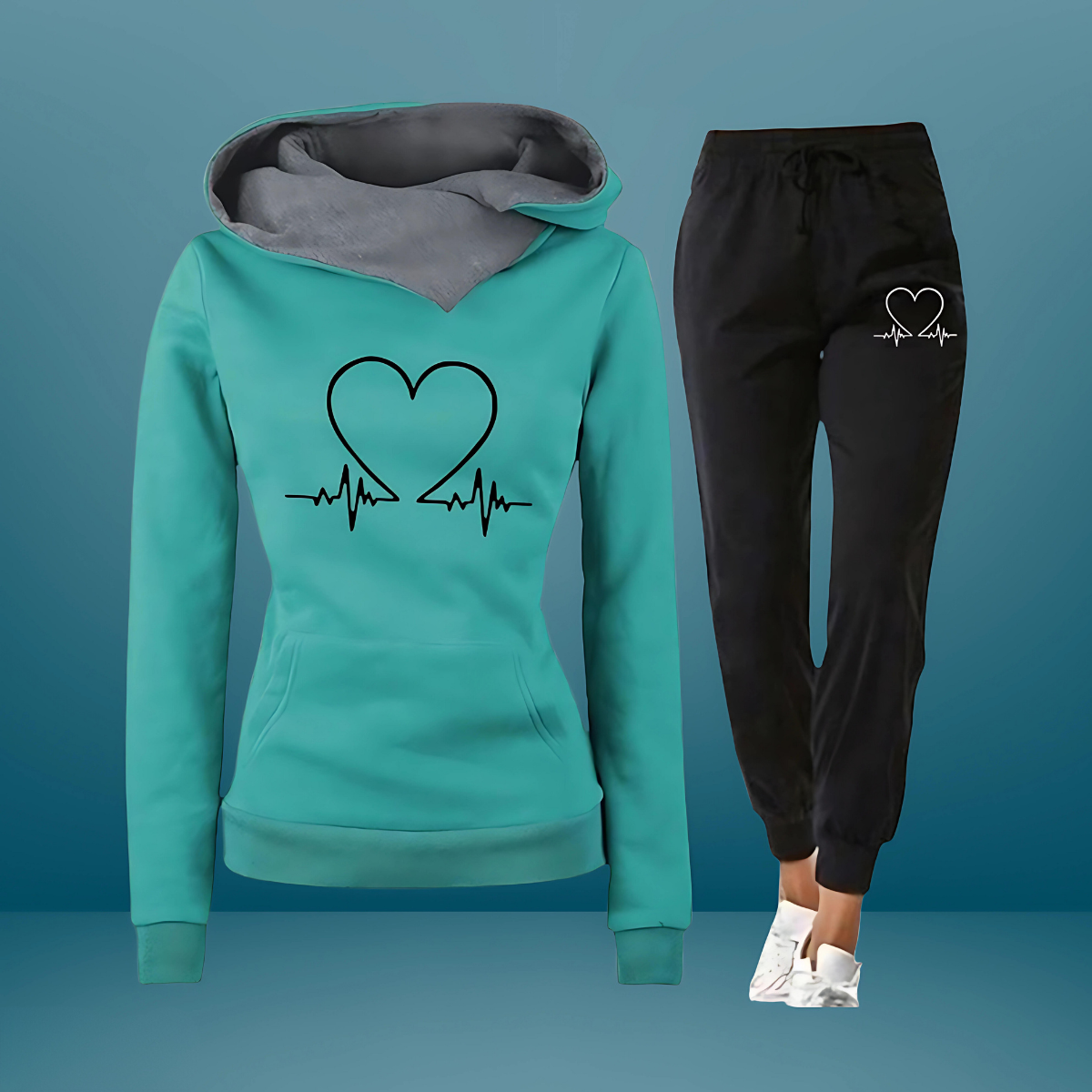 Liam | Cozy Heartbeat Hoodie and Sweatpants Set for Women