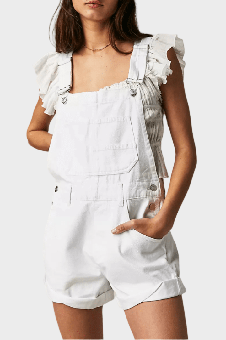 Lila | Ruffled Casual Denim Short Overalls for Women