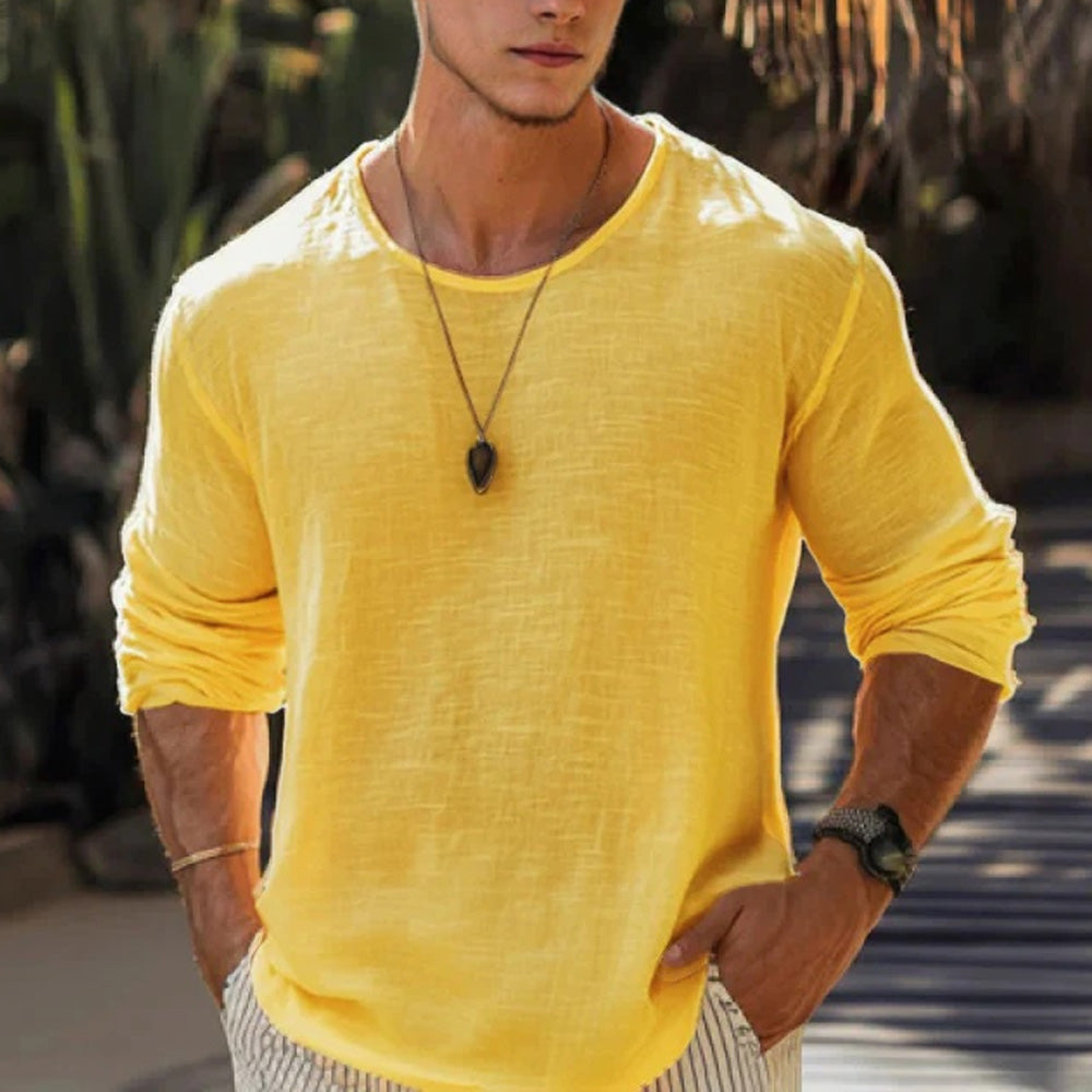Mathis | Luxe Cotton-Linen Long Sleeve Tee