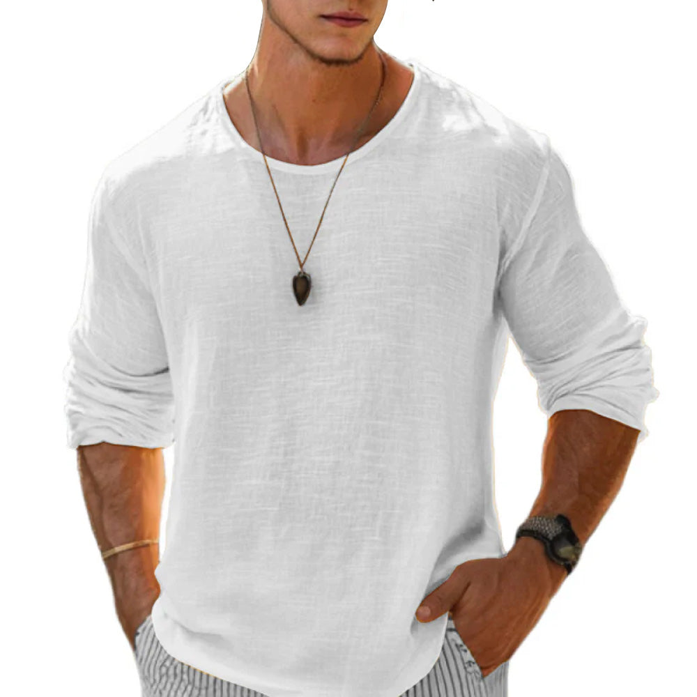 Mathis | Luxe Cotton-Linen Long Sleeve Tee
