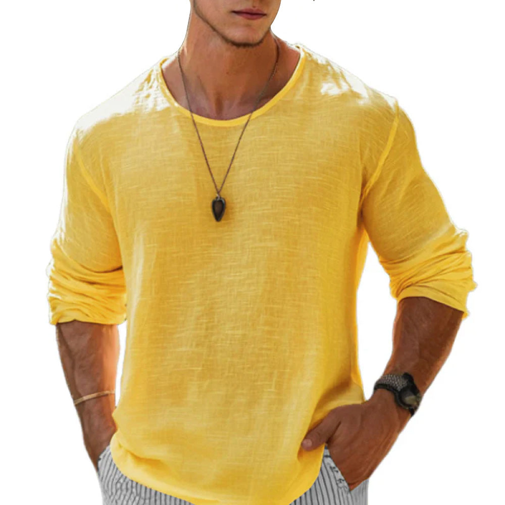 Mathis | Luxe Cotton-Linen Long Sleeve Tee