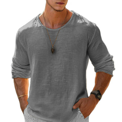 Mathis | Luxe Cotton-Linen Long Sleeve Tee