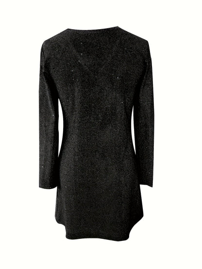 Madison | Glamorous Glitter V Neck Cocktail Dress