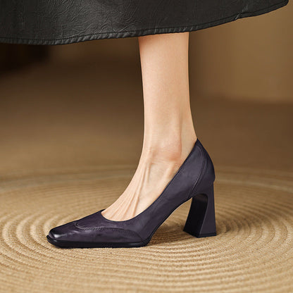 Beatrix | Luxe Genuine Leather Block Heel Pumps