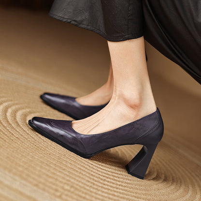 Beatrix | Luxe Genuine Leather Block Heel Pumps