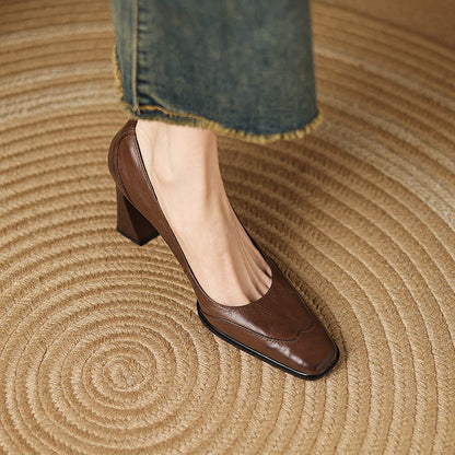 Beatrix | Luxe Genuine Leather Block Heel Pumps