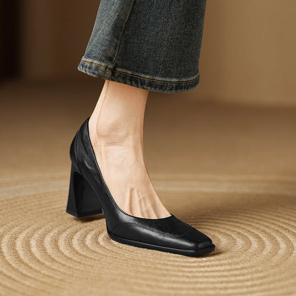 Beatrix | Luxe Genuine Leather Block Heel Pumps
