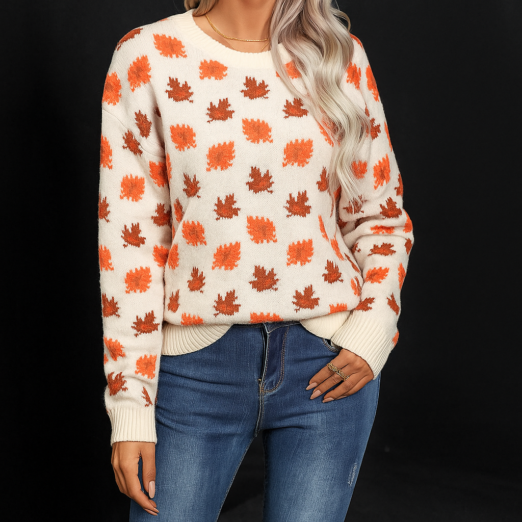 Freya | Leaf Pattern Knit Pullover