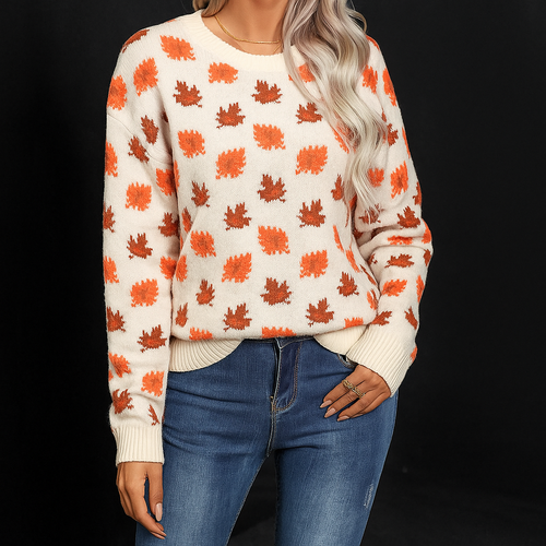 Freya | Leaf Pattern Knit Pullover