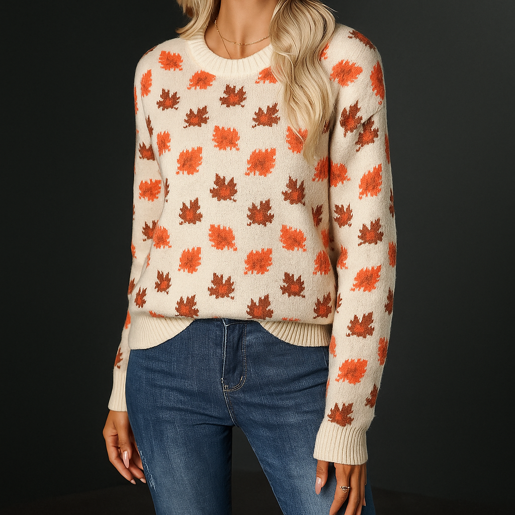Freya | Leaf Pattern Knit Pullover
