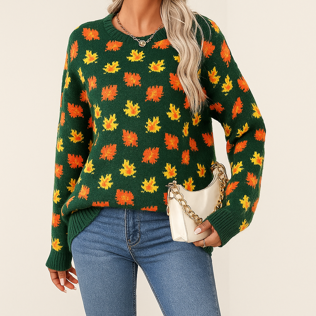 Freya | Leaf Pattern Knit Pullover