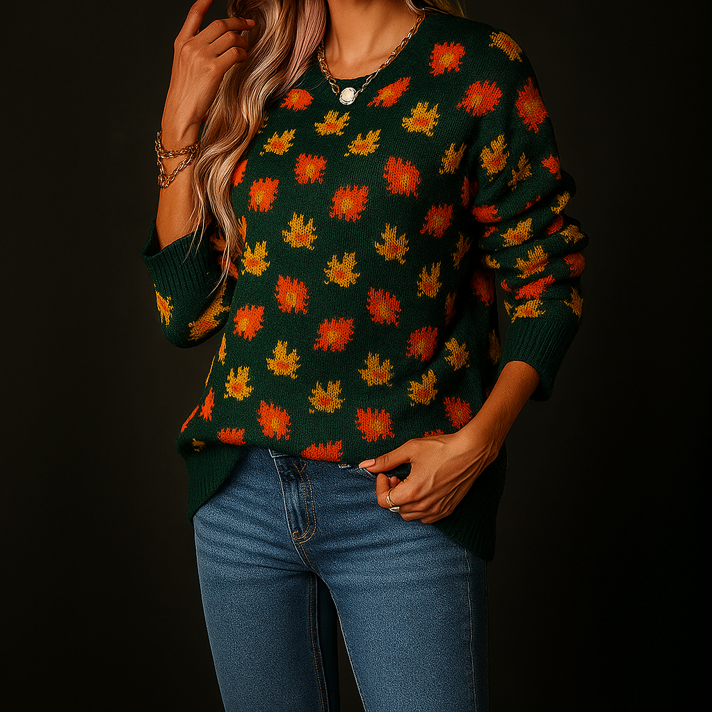 Freya | Leaf Pattern Knit Pullover