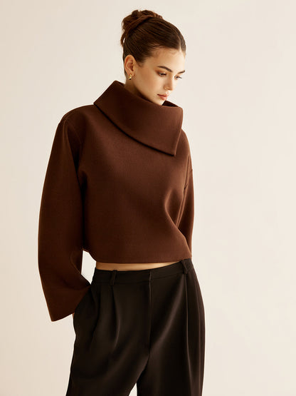 Mariam | Plain Turtleneck Tweed Top with Long Sleeves | Comfortable Fit for Everyday Wear