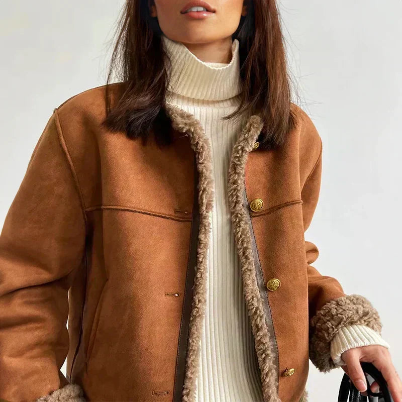 Mason | Chic Shearling Button Jacket for Winter Warmth
