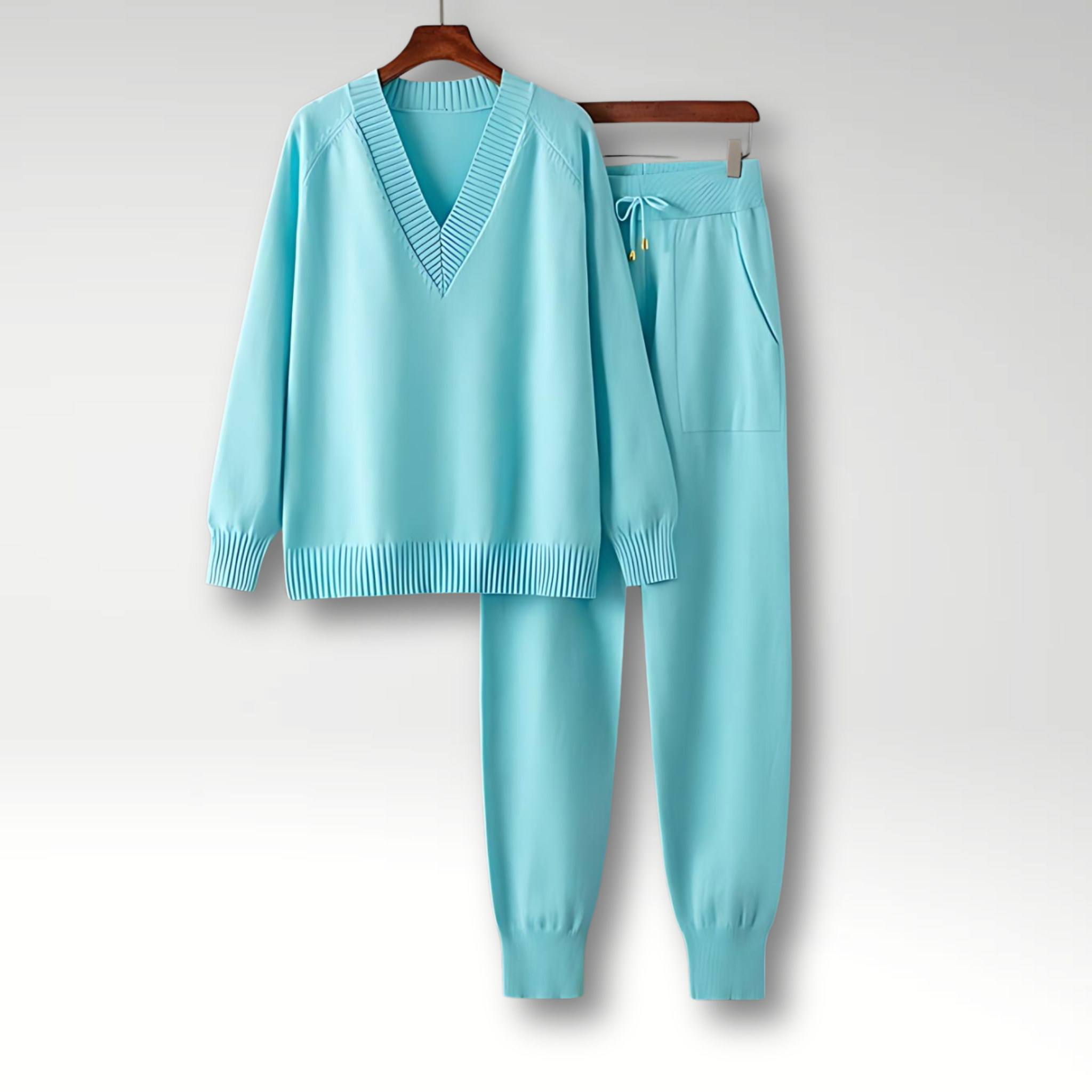 Mason | Cozy V Neck Knit Lounge Set