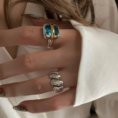 Mason | Elegant Adjustable Blue Zircon Silver Ring