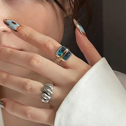 Mason | Elegant Adjustable Blue Zircon Silver Ring