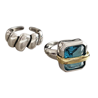 Mason | Elegant Adjustable Blue Zircon Silver Ring