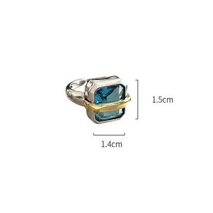 Mason | Elegant Adjustable Blue Zircon Silver Ring
