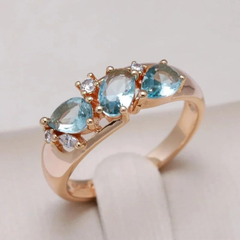 Mason | Elegant Gold Ring with Blue Zirconia