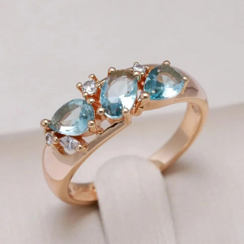 Mason | Elegant Gold Ring with Blue Zirconia