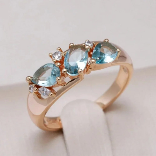 Mason | Elegant Gold Ring with Blue Zirconia